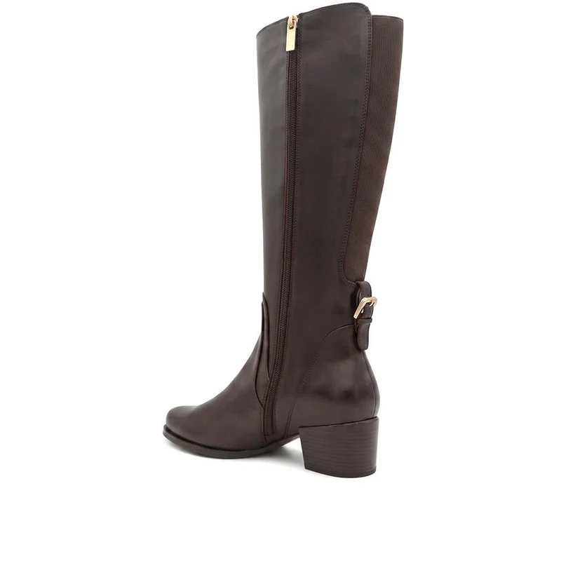Dancer Premium Leather Calf-Length Boots - DANCER / 328 018 - Dark Brown