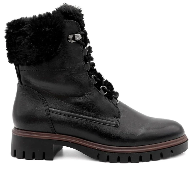 Kassindra Leather Cushioned Faux Fur Cuffed Boots - KASSINDRA / 330 147