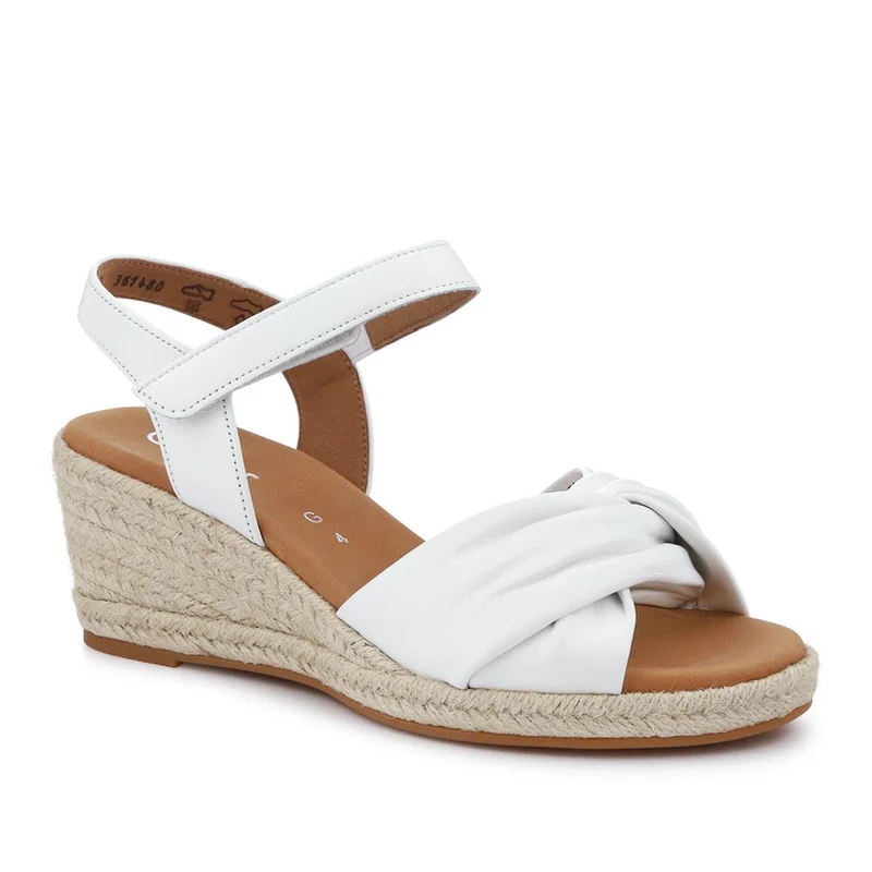 Moon Gabor Leather Wedge-Heel Espadrilles - GAB41505 / 326 987 - White