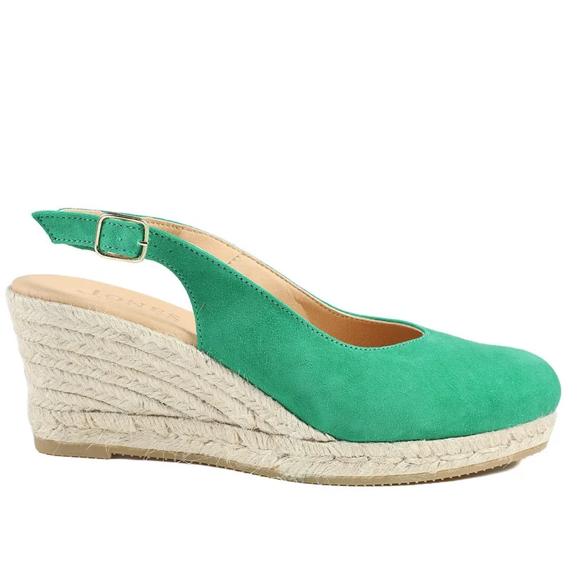 Cedrica Wide Fit Leather Slingback Espadrilles - CEDRICAWIDE / 329 056 - Green Suede