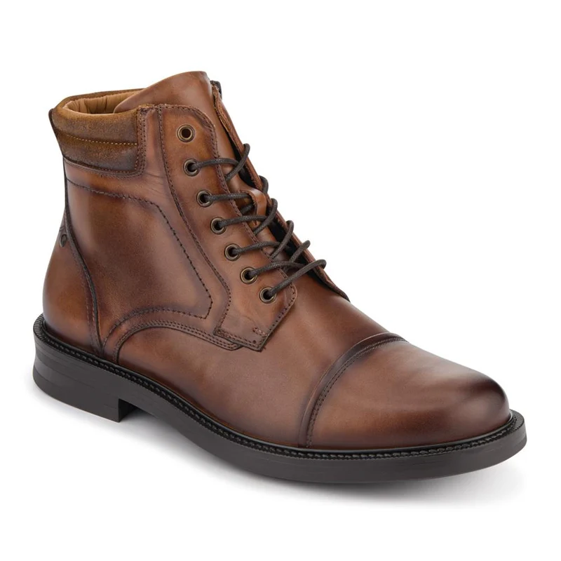 Eugene Leather Lace-Up Boots With Padded Cuff - EUGENE / 328 502 - Tan
