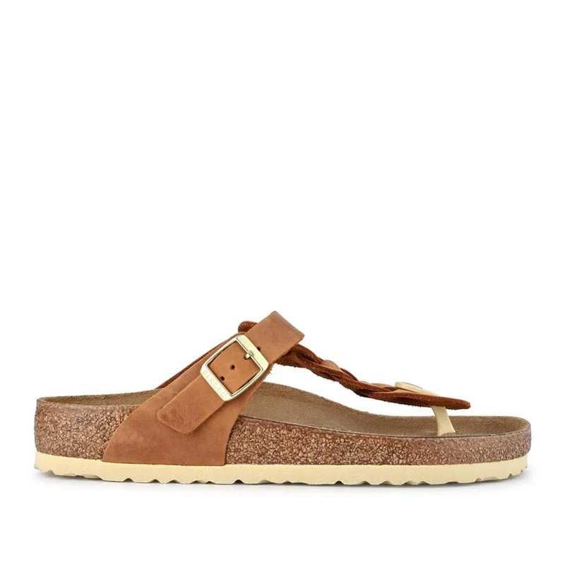 Gizeh Braided Soft Footbed Sandals - BIRK41514 / 327 127 - Cognac