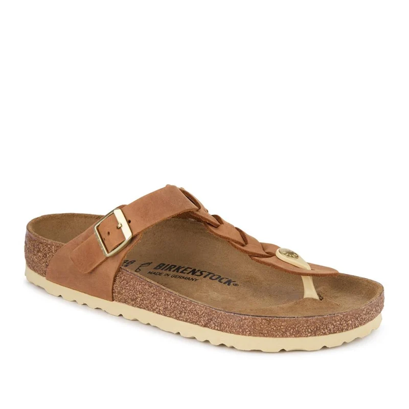 Gizeh Braided Soft Footbed Sandals - BIRK41514 / 327 127 - Cognac