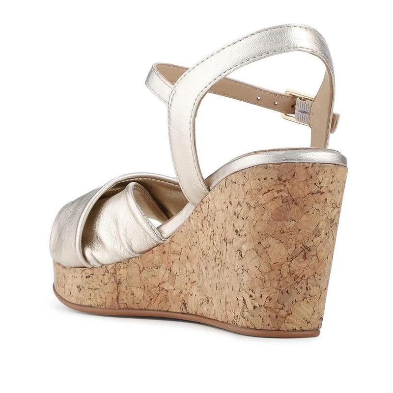 Iva Leather Wedge Heel Sandals - IVA / 328 917 - Gold