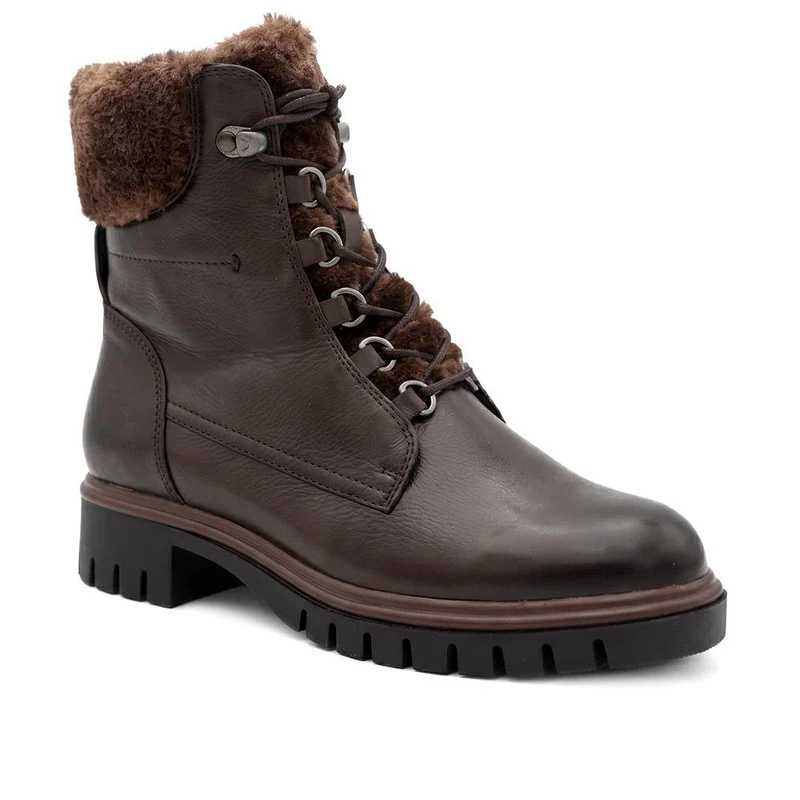 Kassindra Leather Cushioned Faux Fur Cuffed Boots - KASSINDRA / 330 147 - Brown