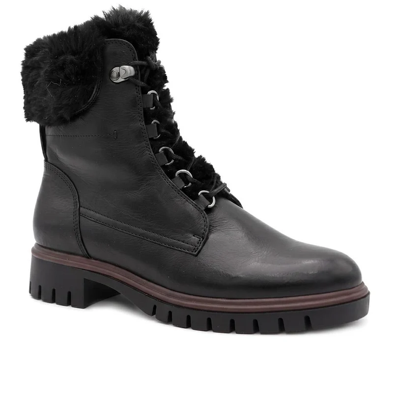 Kassindra Leather Cushioned Faux Fur Cuffed Boots - KASSINDRA / 330 147 - Black