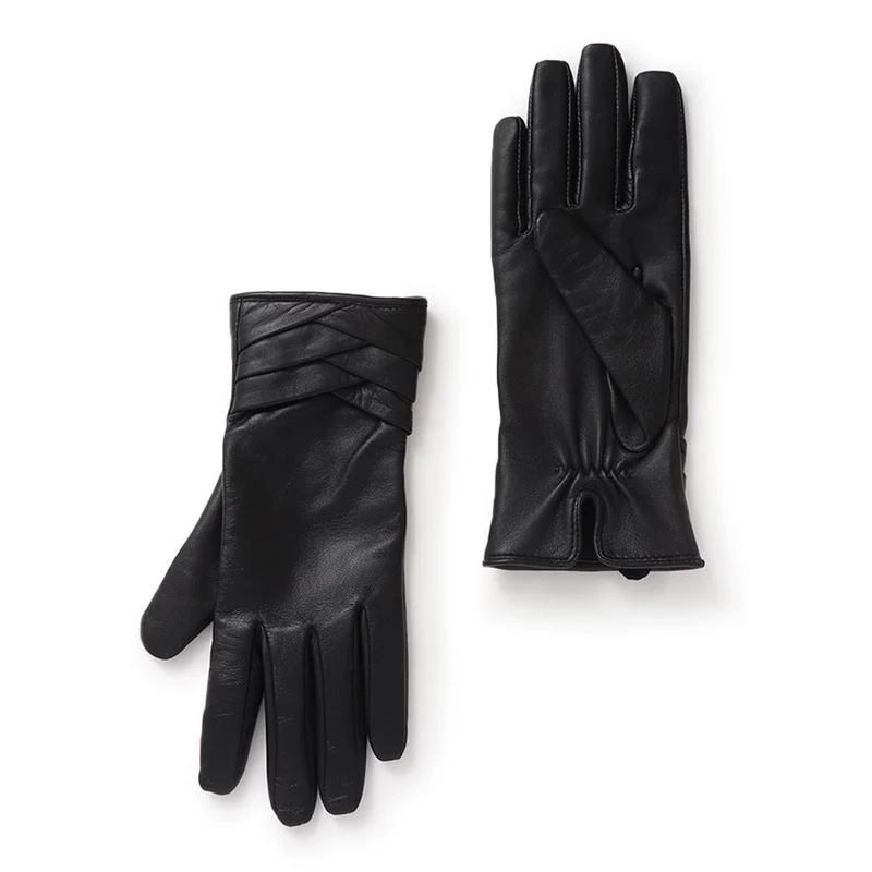 Woven Detail Leather Gloves - VIANCA / 324 772