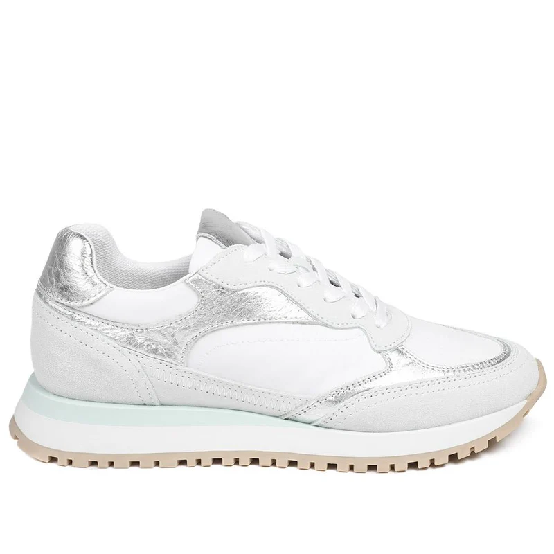 Asha Leather Wedge Trainers - ASHA / 329 137 - White Metallic