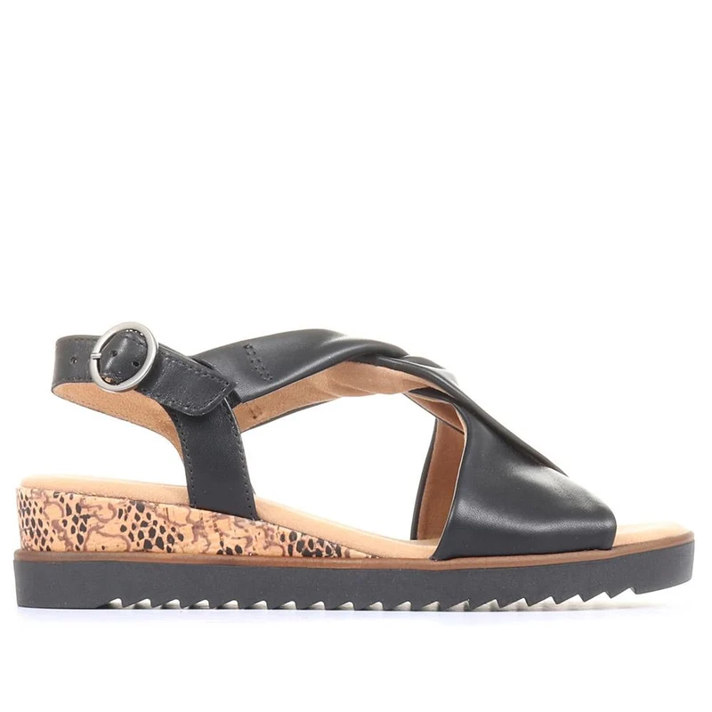 Gabor Rich Wide Fit Leather Twist-Front Sandals - GAB31514 / 317 898
