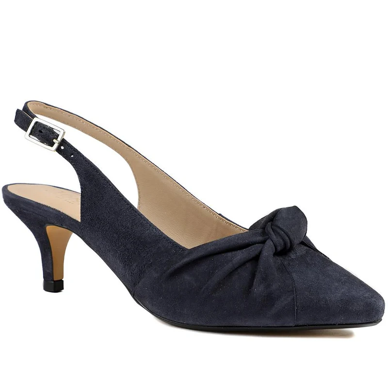 Zie Leather Bow Detailed Slingback Sandals - ZIA / 328 978 - Navy