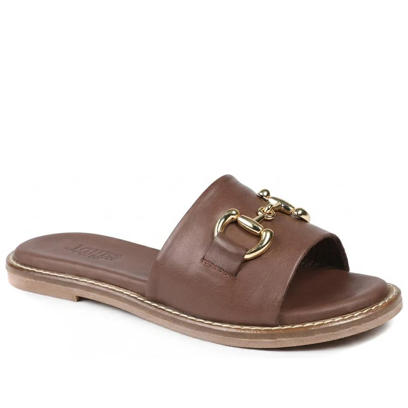 Emillina Leather Buckle Mule Sandals - EMILLINA / 323 646 - Chocolate