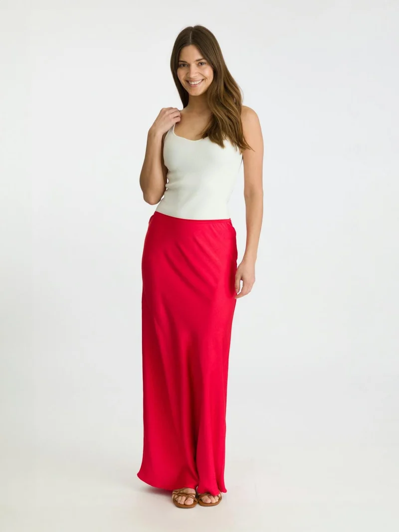 Neo Noir - Vicky Heavy Sateen Skirt - Red