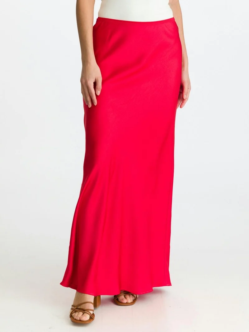 Neo Noir - Vicky Heavy Sateen Skirt - Red