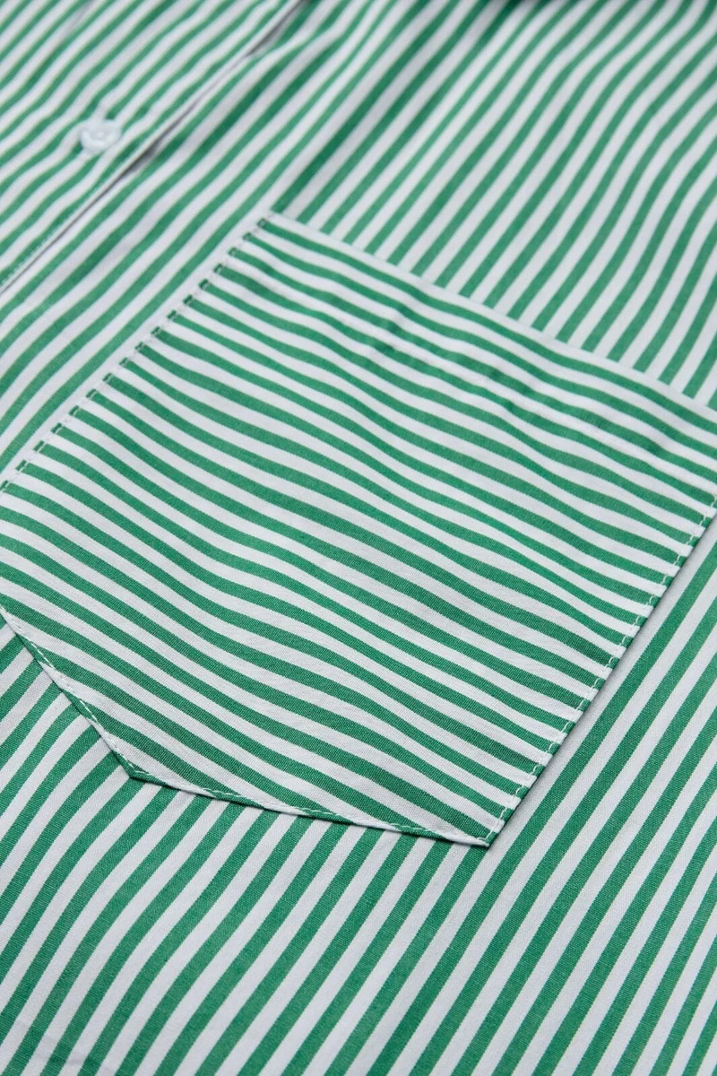 H2O - Rønne Essential Pajamas Shirt L/S 101018 - 7040 - Green/White