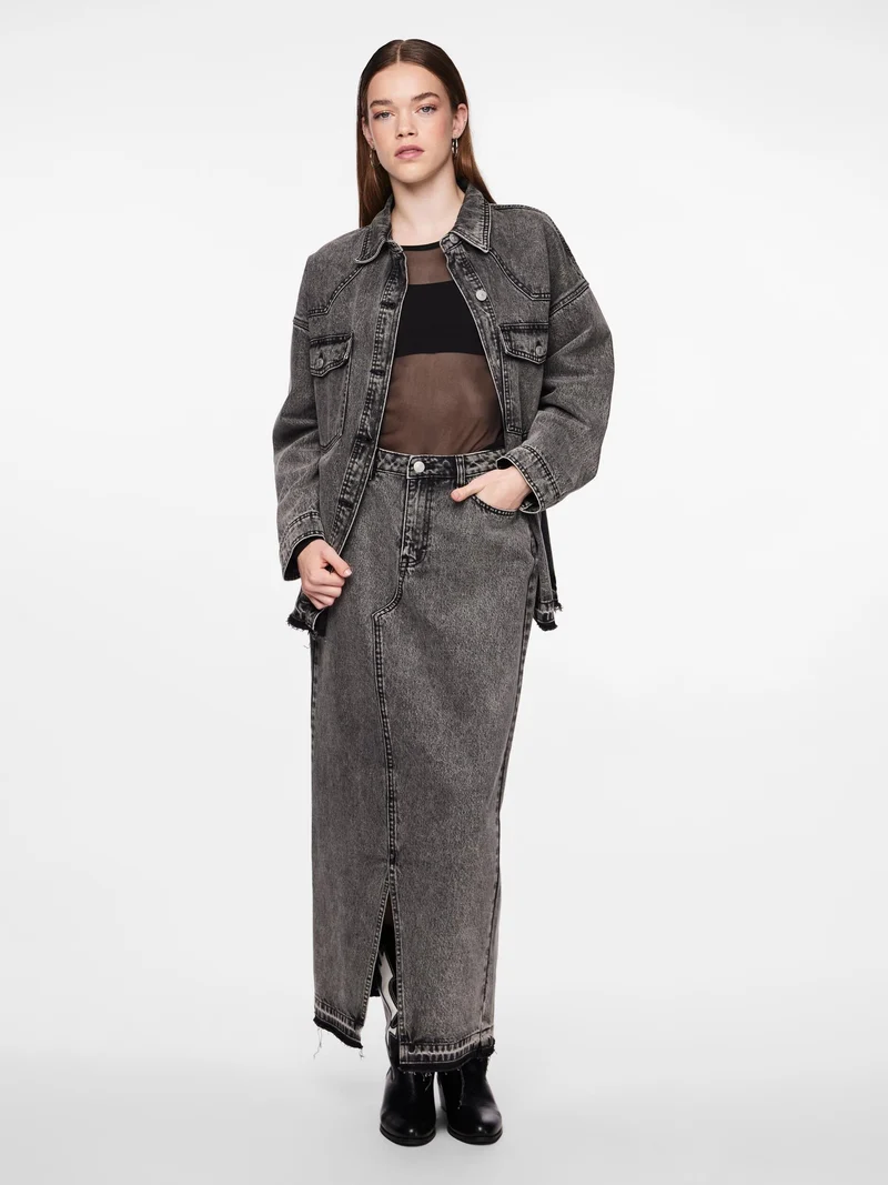 Pieces - Pcnora Ankle Skirt - 4499395 Grey Denim