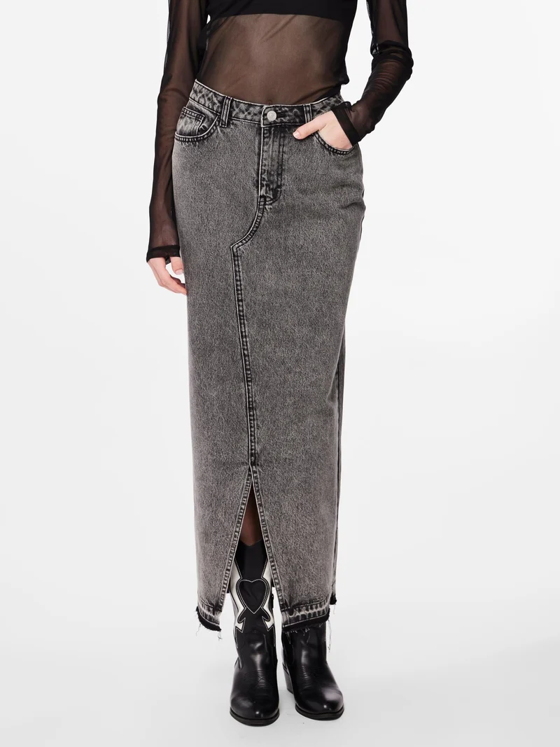 Pieces - Pcnora Ankle Skirt - 4499395 Grey Denim