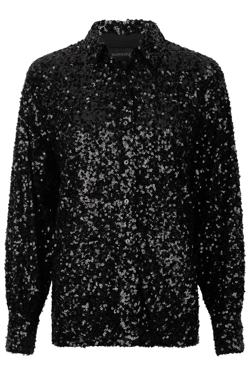 Valentin Studio - Classy Sequins Shirt 163336 - 100 - Black