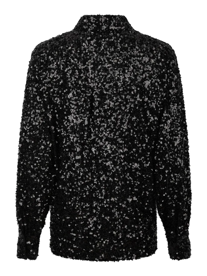 Valentin Studio - Classy Sequins Shirt 163336 - 100 - Black