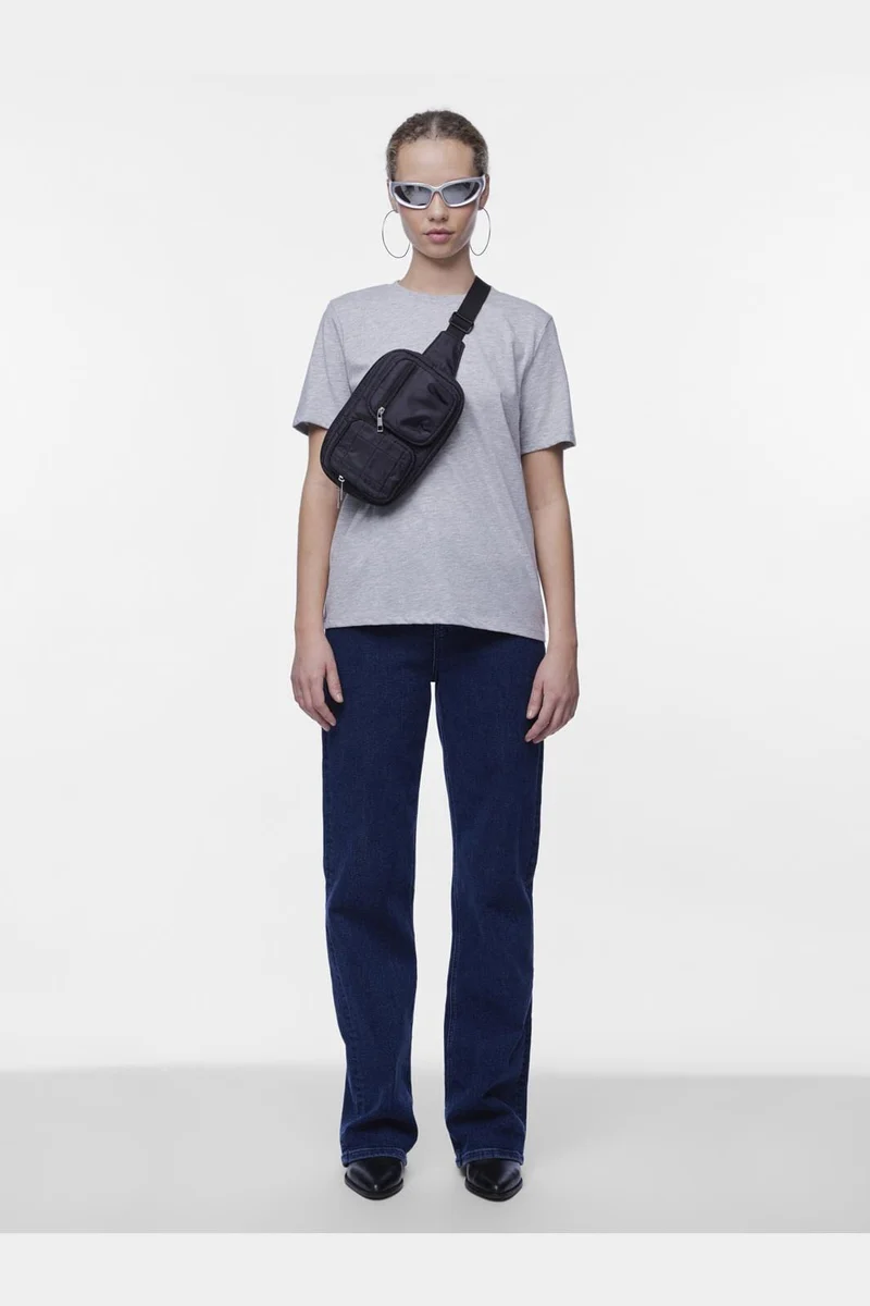 Pieces - Pcria Ss Solid Tee - 4287784 Light Grey Melange