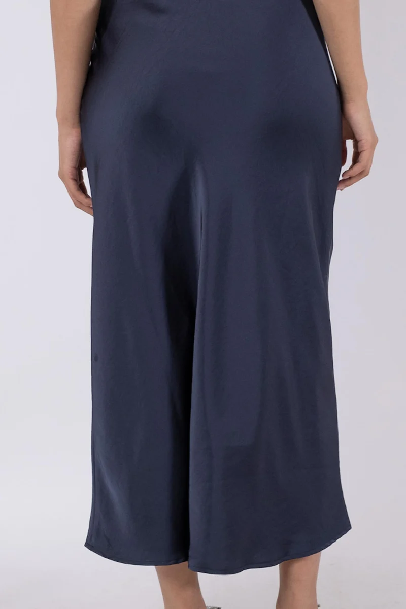 Neo Noir - Vicky Heavy Sateen Skirt - Midnight Blue