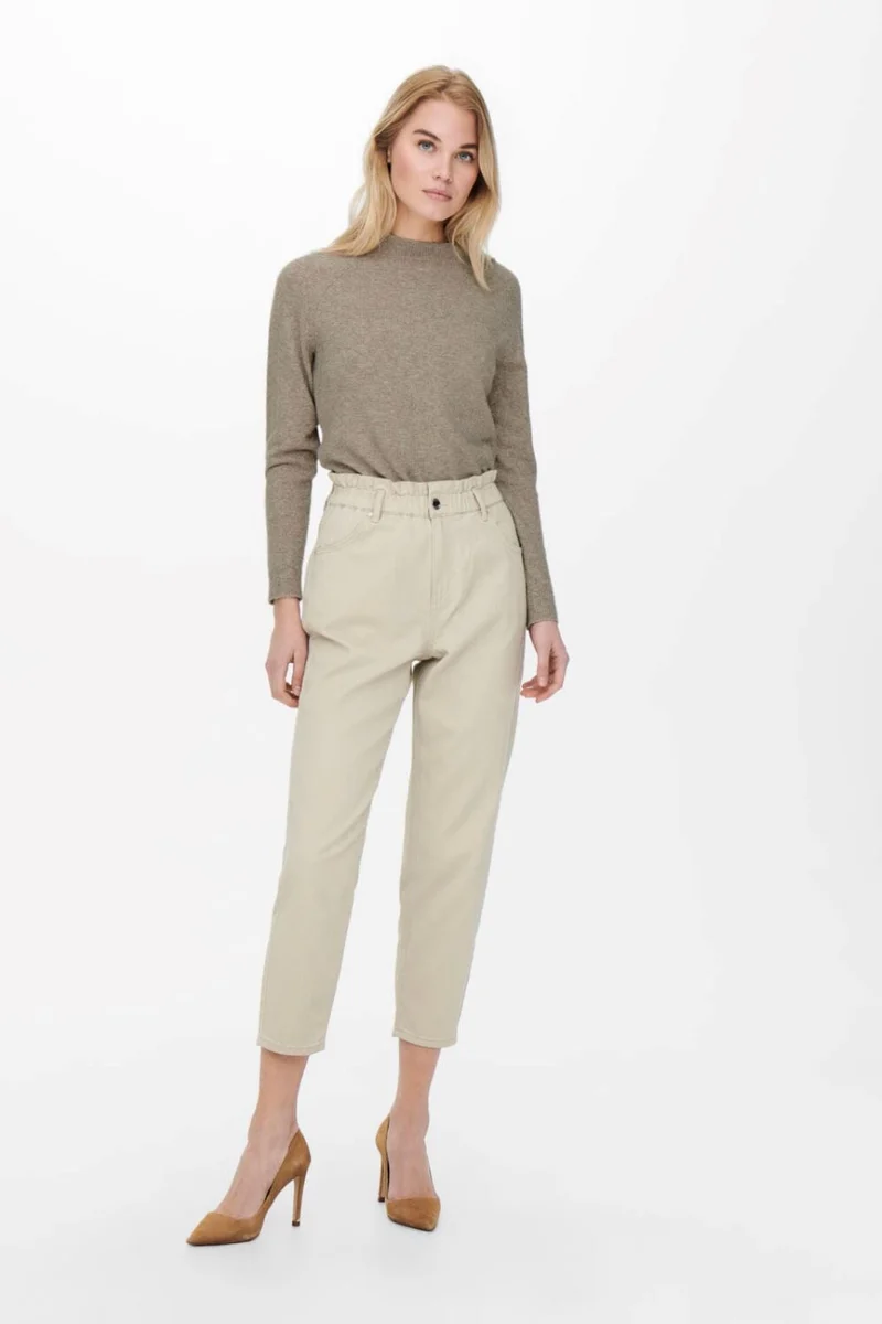 Only - Onlrica Life L/S Pullover Knt - 3793719 Beige W. Melange