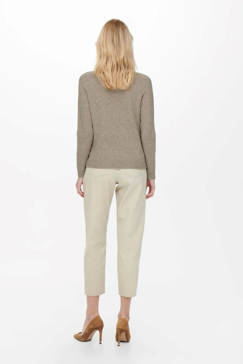 Only - Onlrica Life L/S Pullover Knt - 3793719 Beige W. Melange