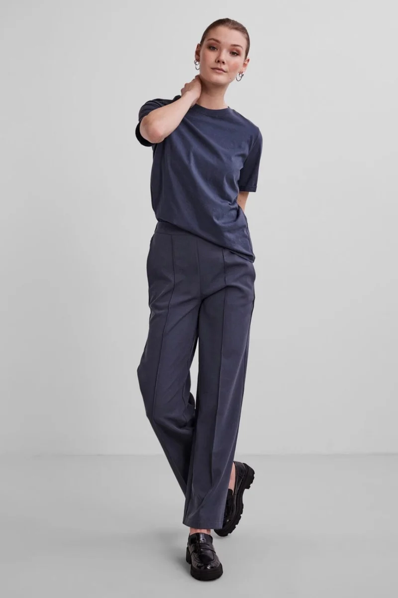 Pieces - Pcria Ss Fold Up Solid Tee - Ombre Blue