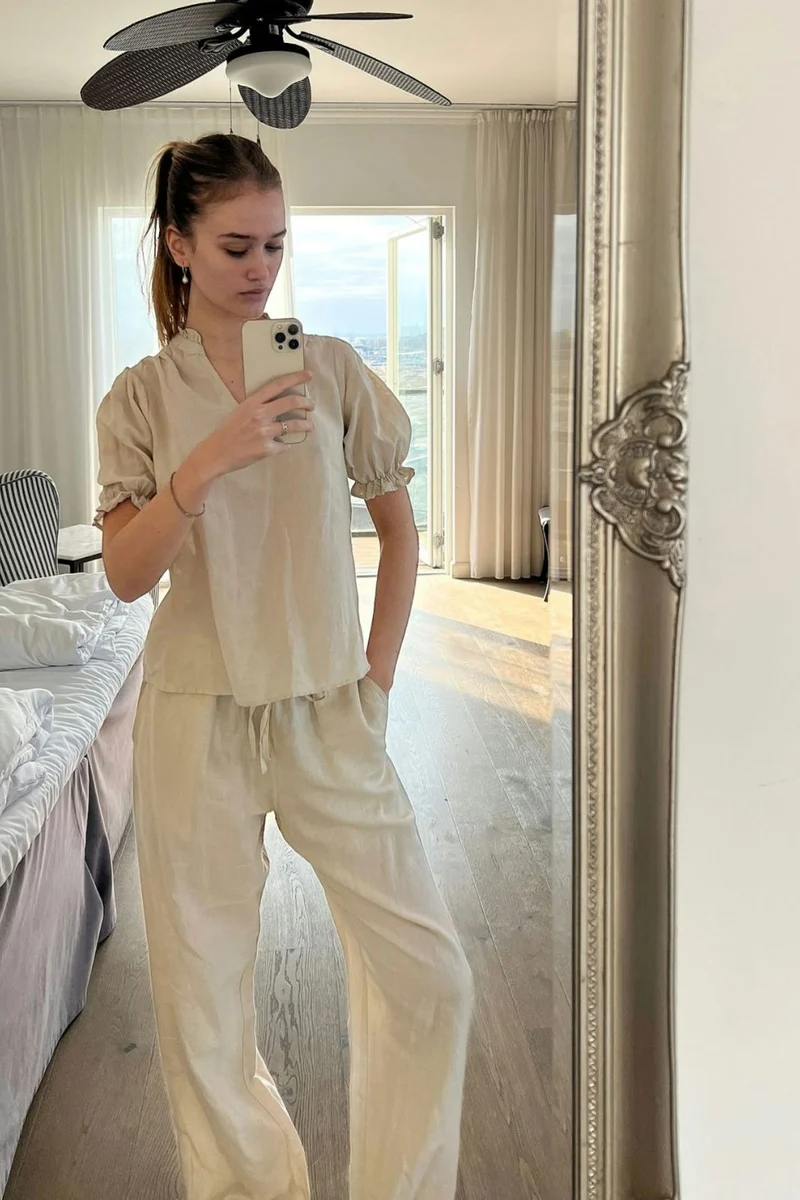Neo Noir - Sonar Linen Pants - Sand