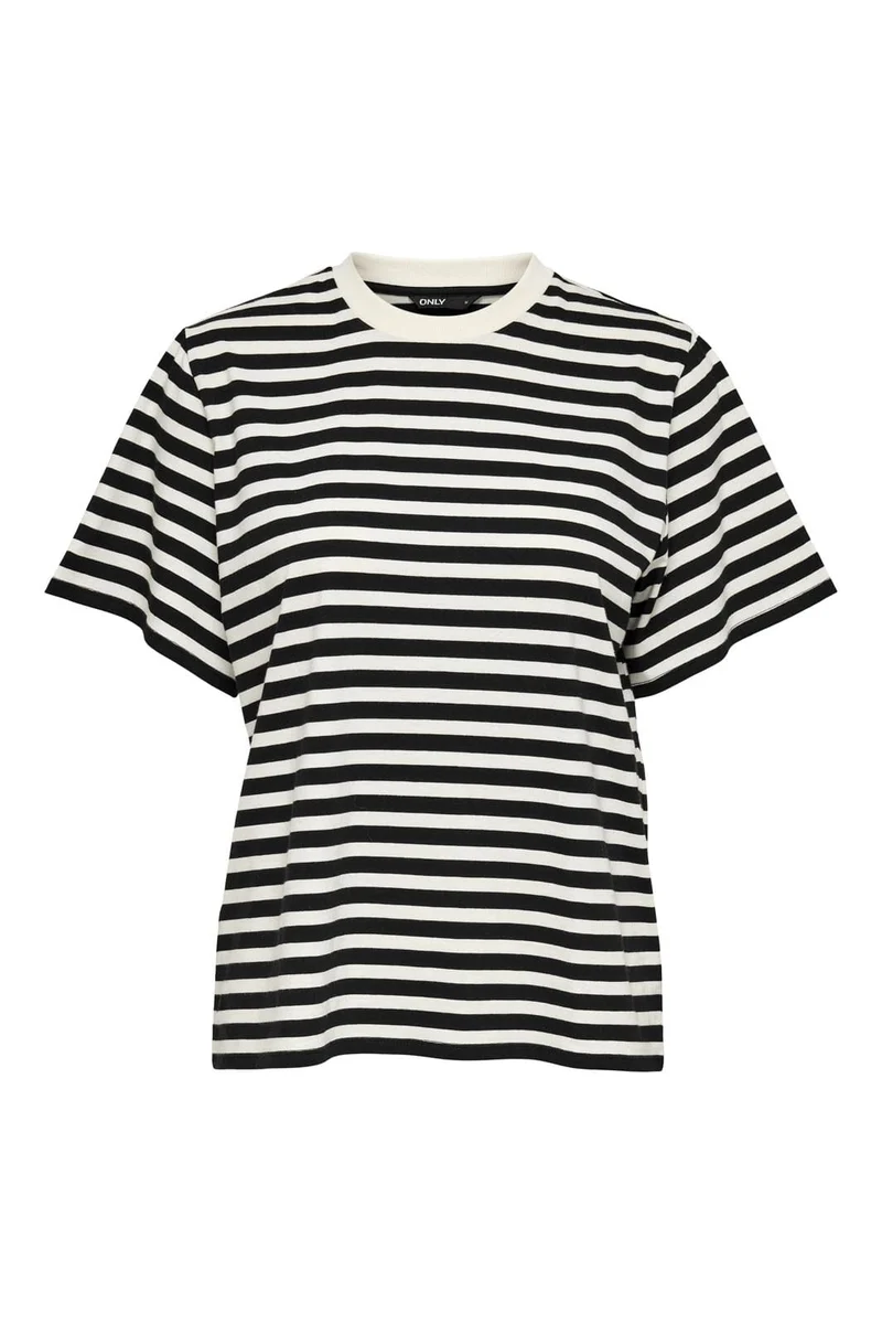 Only - Onllivina S/S Stripe Tee - 4022400 Cloud Dancer Black Stripes