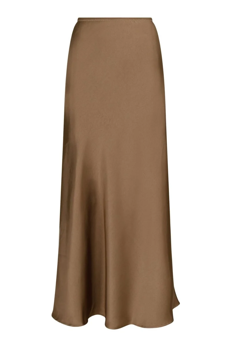 Neo Noir - Vicky Heavy Sateen Skirt - Dark Taupe