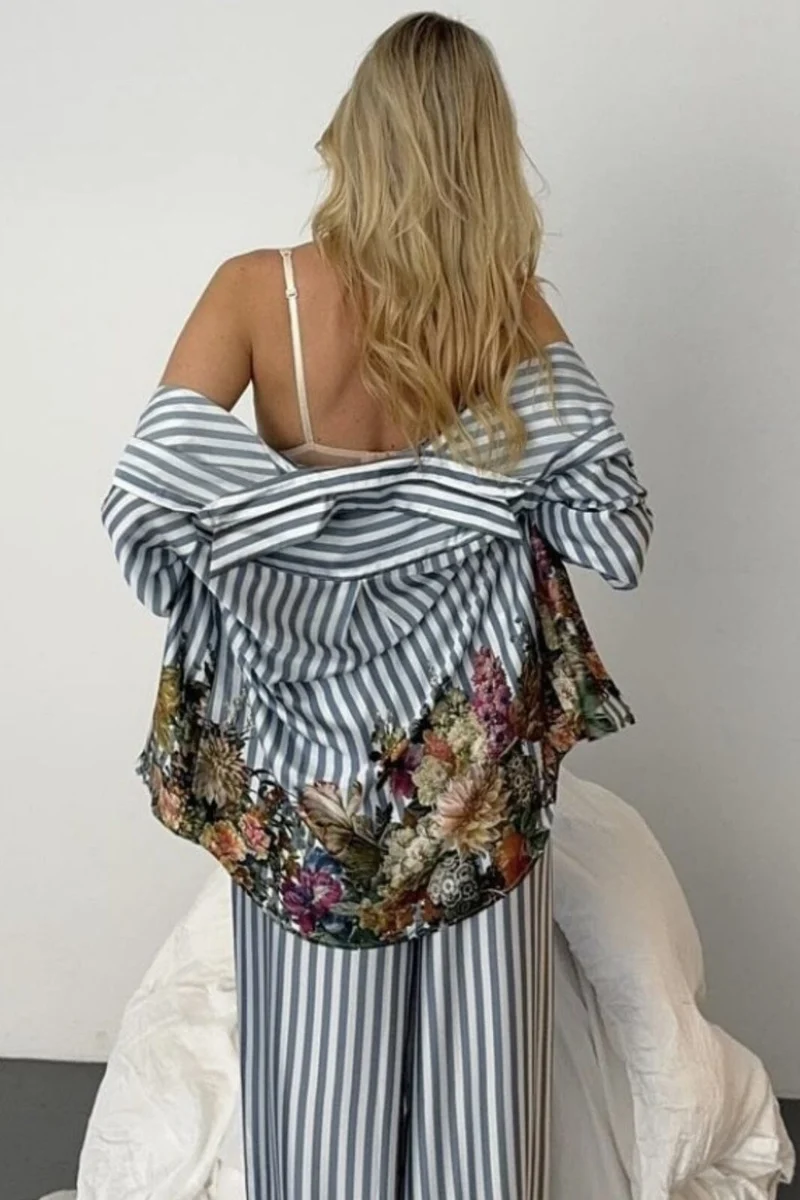 Karmamia - Joseph Shirt - Floral Stripe