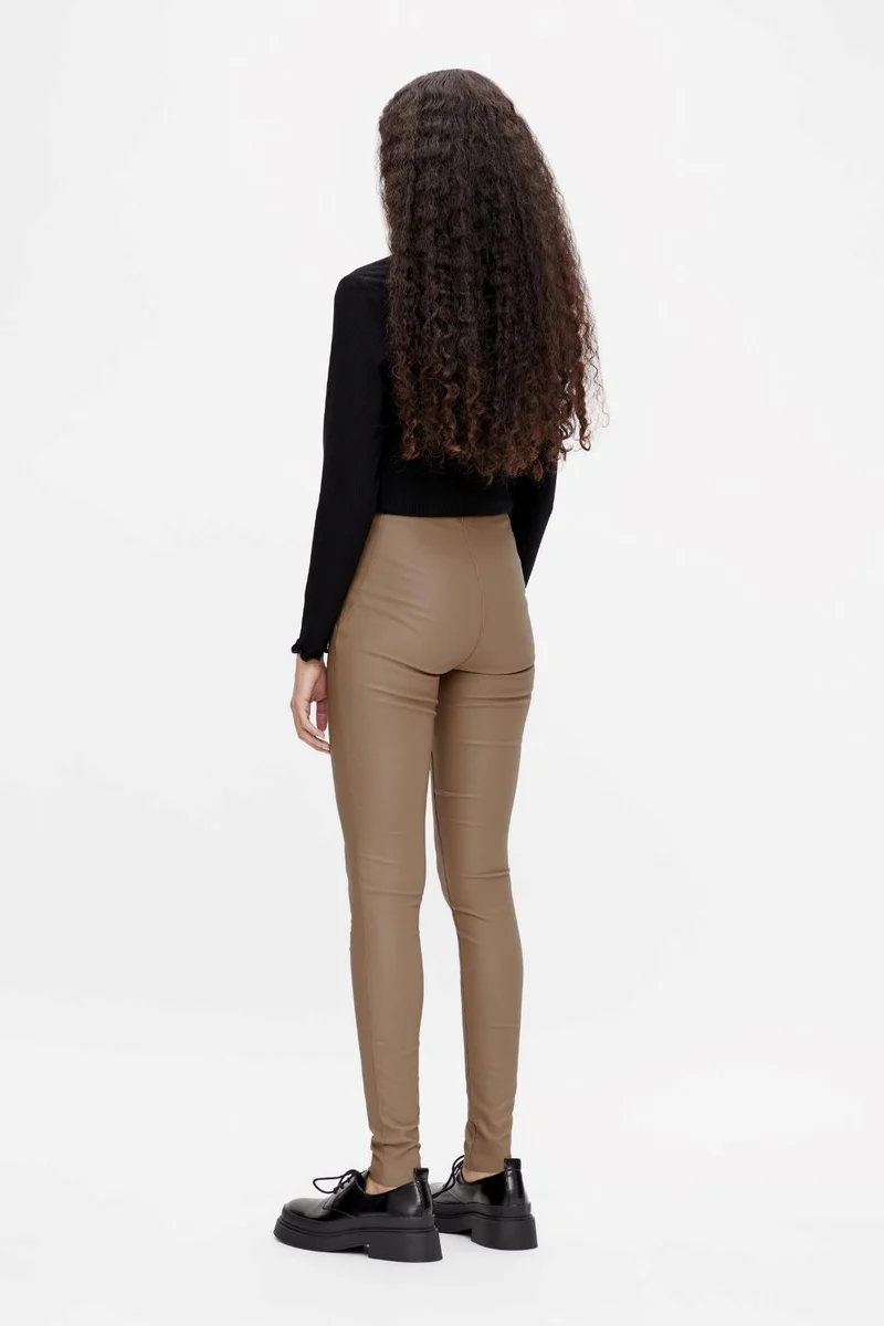 Object - Objbelle Mw Coated Leggings - Fossil