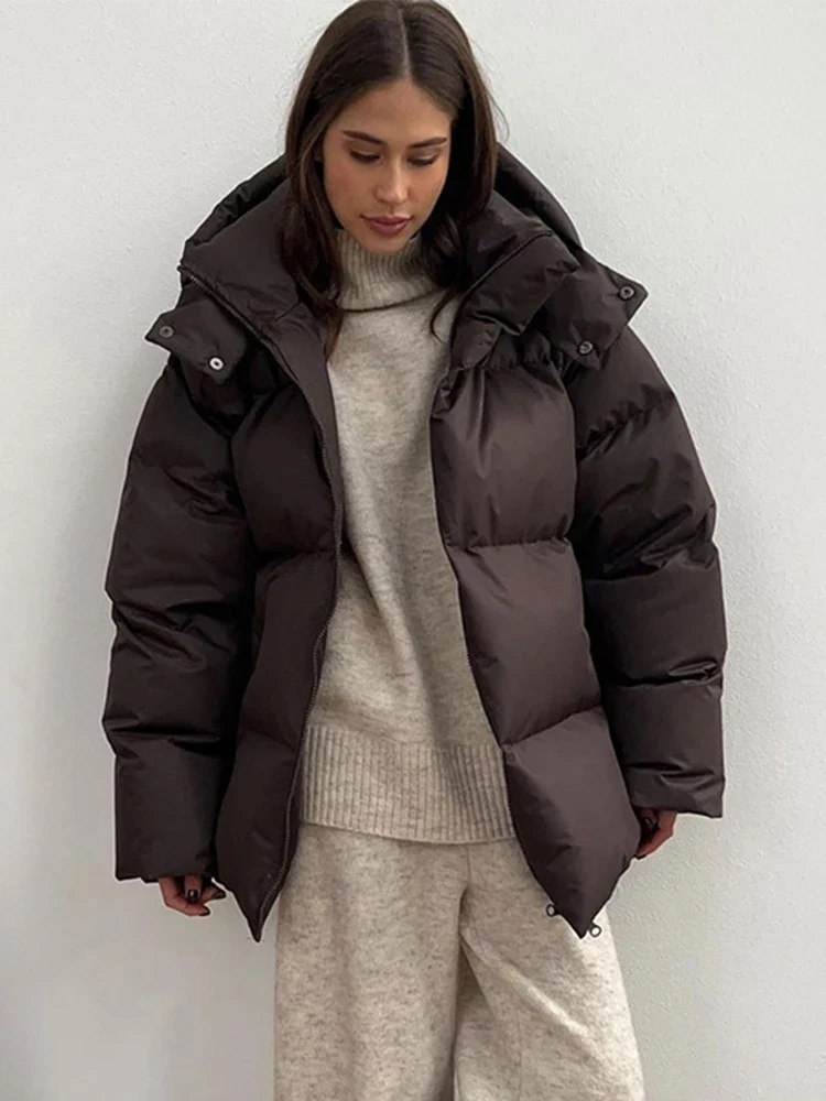 Damen Winterjacke mit abnehmbarer Kapuze und Stehkragen – Norvella
