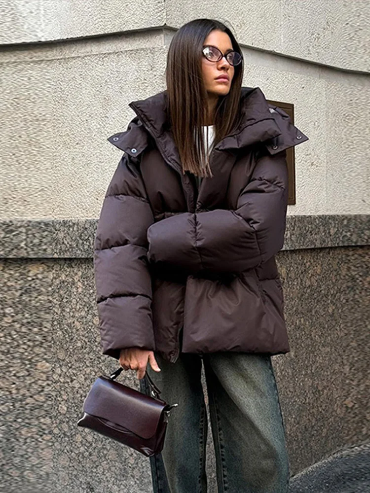 Damen Winterjacke mit abnehmbarer Kapuze und Stehkragen – Norvella