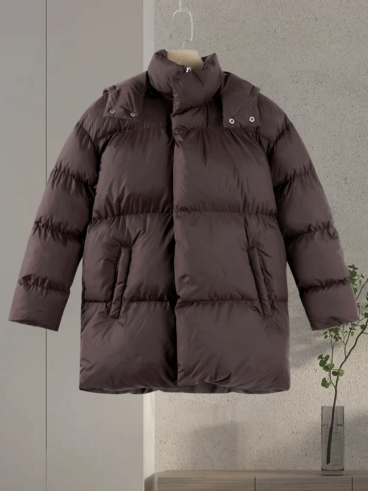 Damen Winterjacke mit abnehmbarer Kapuze und Stehkragen – Norvella