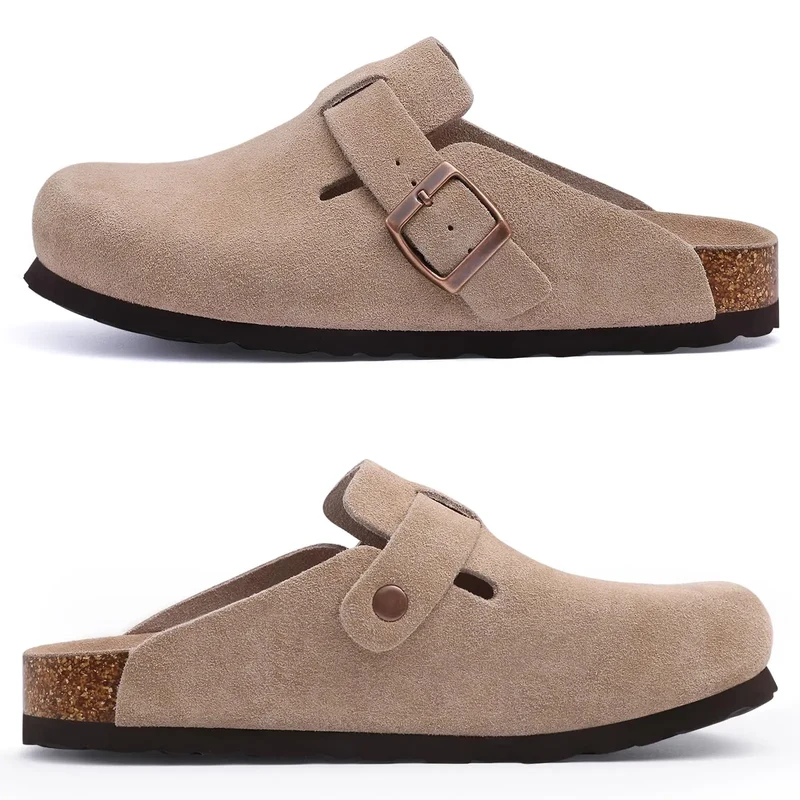 Marivelle Unisex Clogs aus Veloursleder mit Korkfußbett