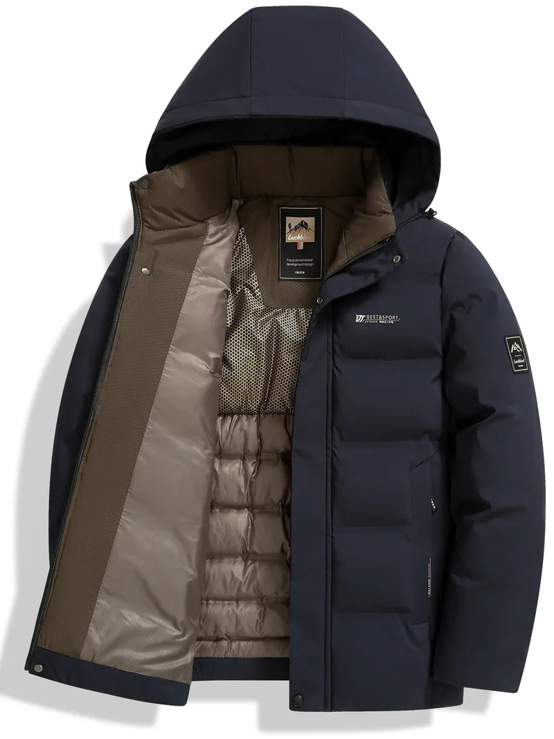 Herren Winterjacke mit abnehmbarer Kapuze und Reißverschluss Norvellan