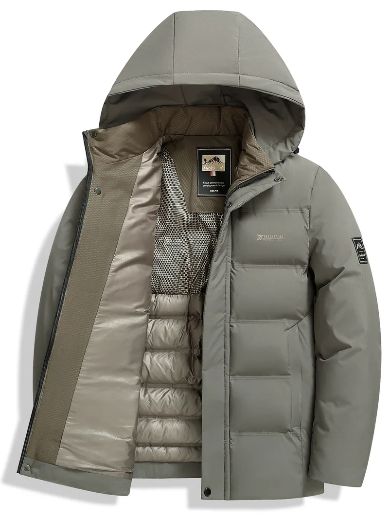 Herren Winterjacke mit abnehmbarer Kapuze und Reißverschluss Norvellan