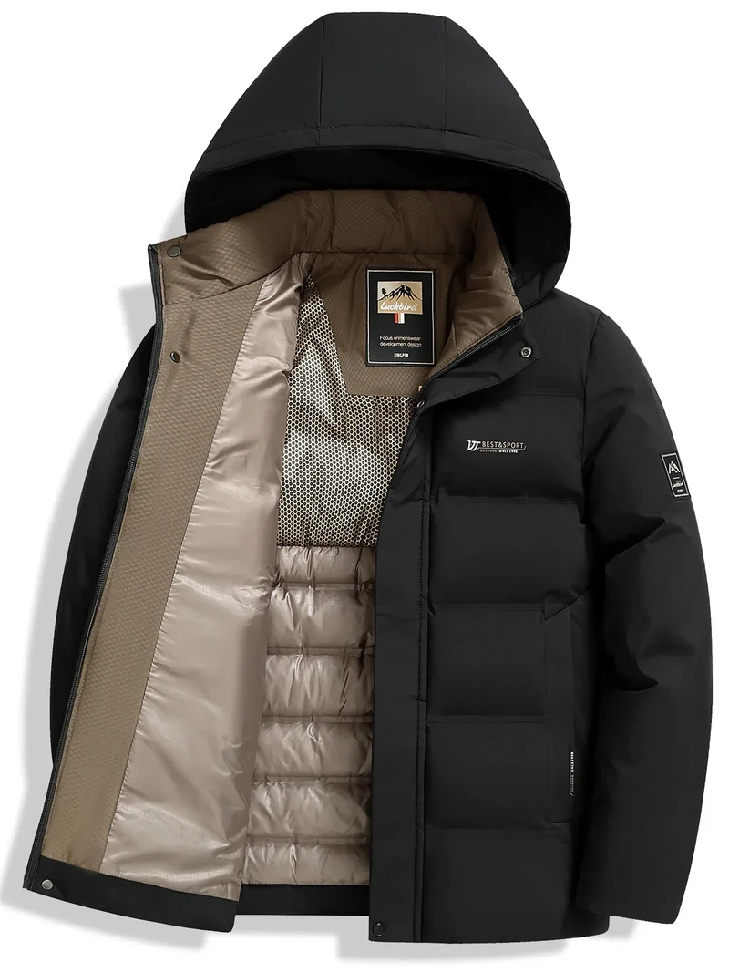 Herren Winterjacke mit abnehmbarer Kapuze und Reißverschluss Norvellan