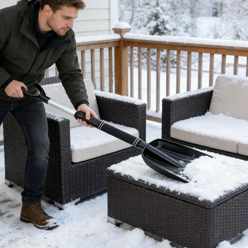 Kompakte Schneeschaufel mit Teleskopstiel und D-Griff Calvexo