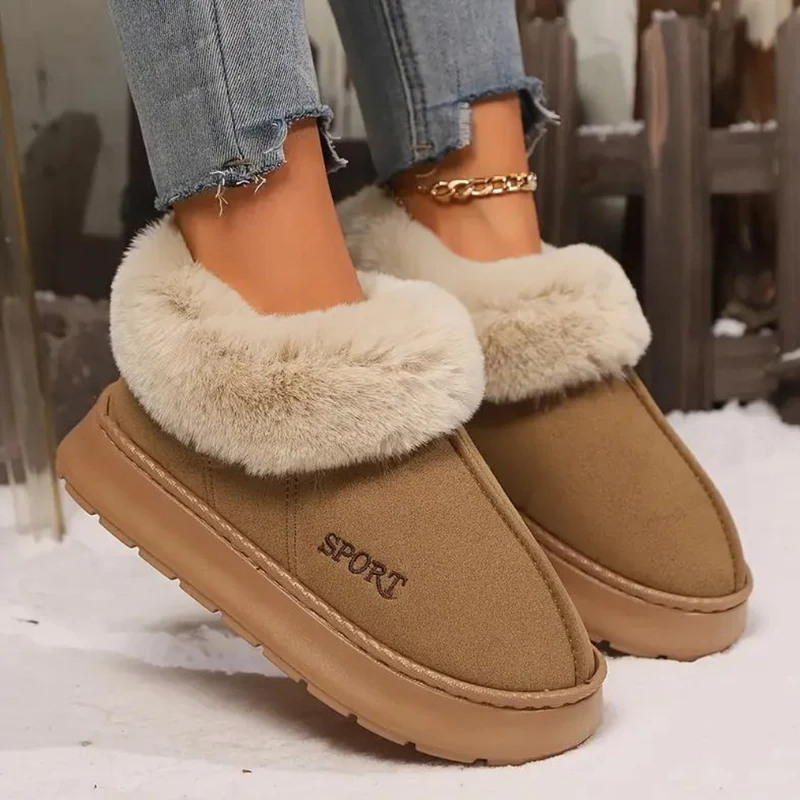 Damen Hausschuhe mit Plüschfutter und Gummisohle – Veluna
