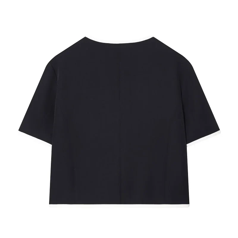 Damen Cropped Blazer mit Kurzarm und Taschen – Elviane