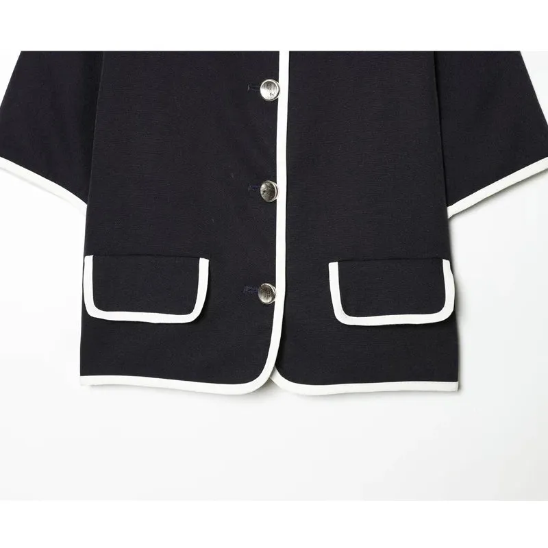 Damen Cropped Blazer mit Kurzarm und Taschen – Elviane