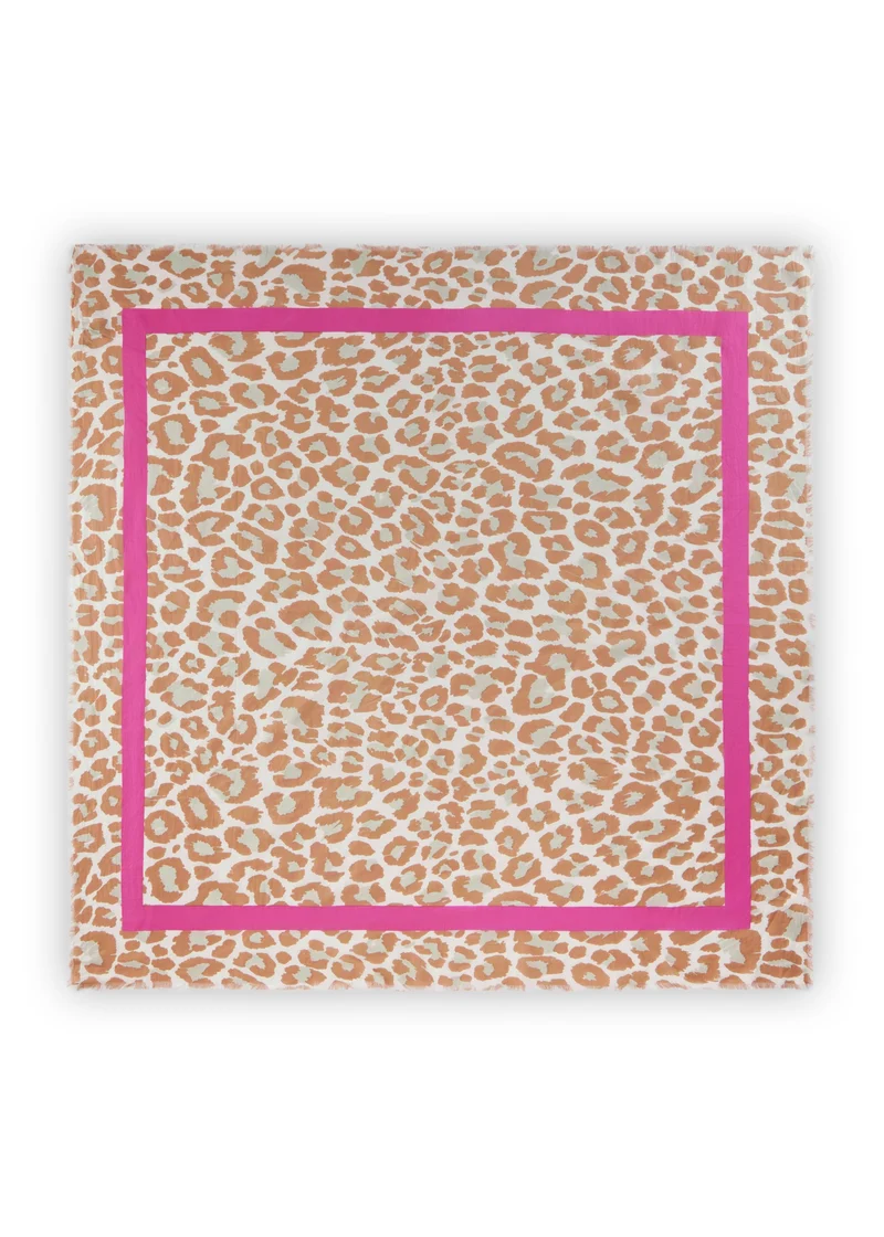 PRINTED SQUARE COTTON LEO beige-100