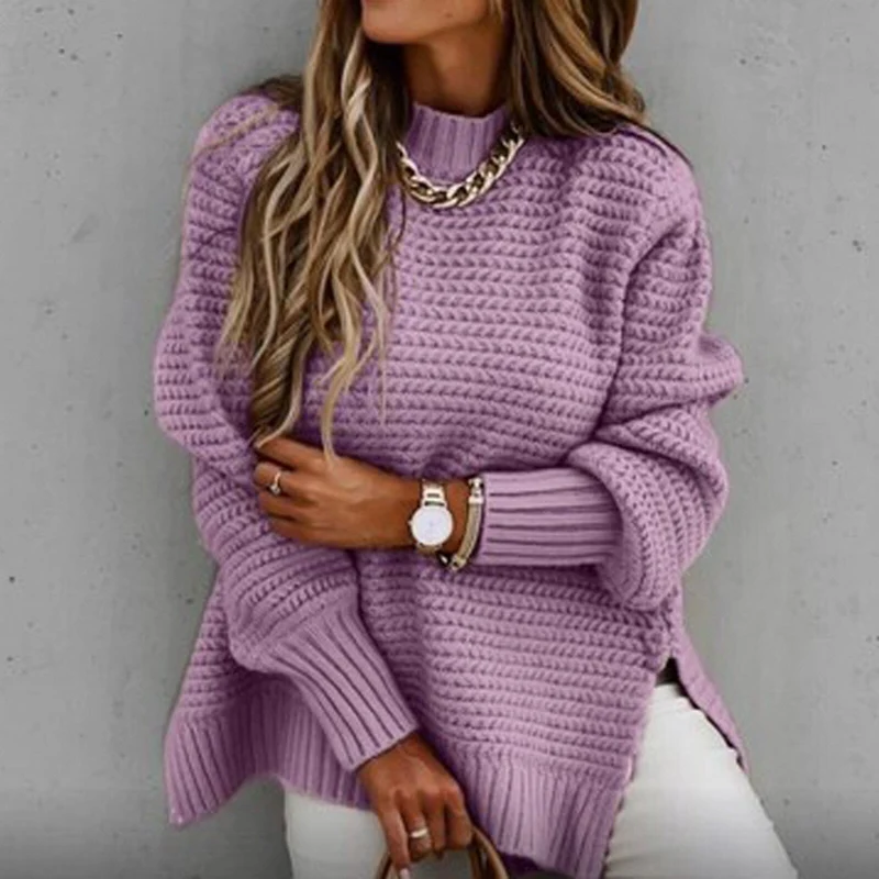 Damen Strickpullover mit hohem Kragen Solenya