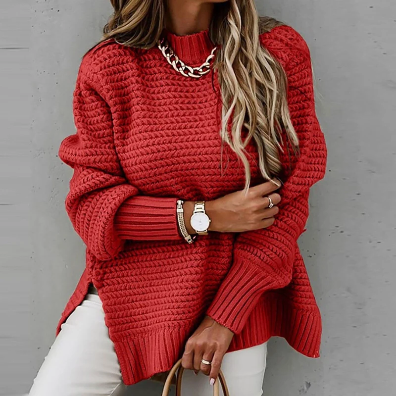 Damen Strickpullover mit hohem Kragen Solenya