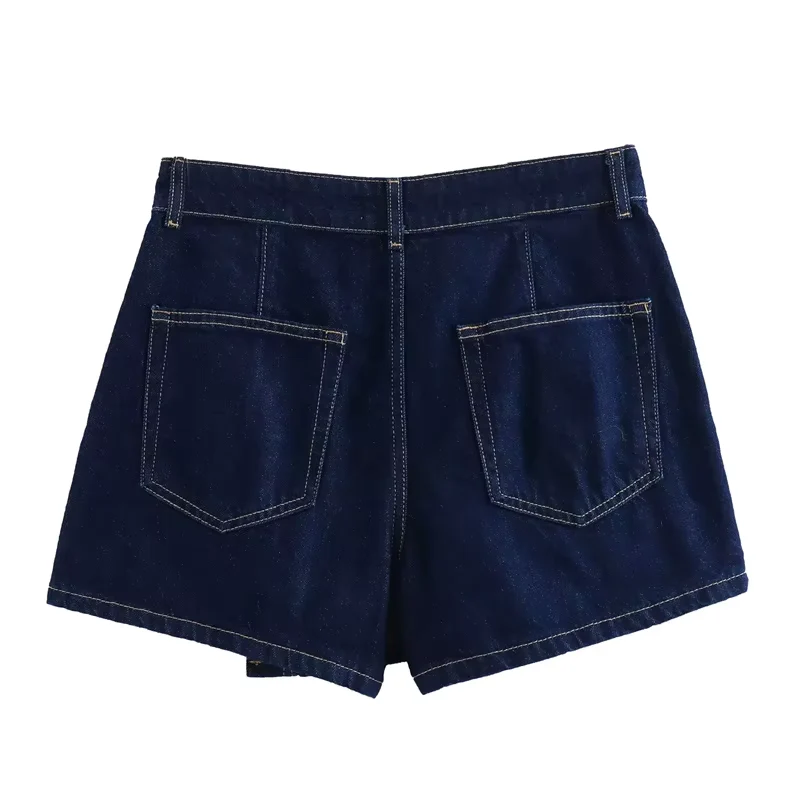 Lunessa Damen Cropped Jeansbluse mit Kurzarm