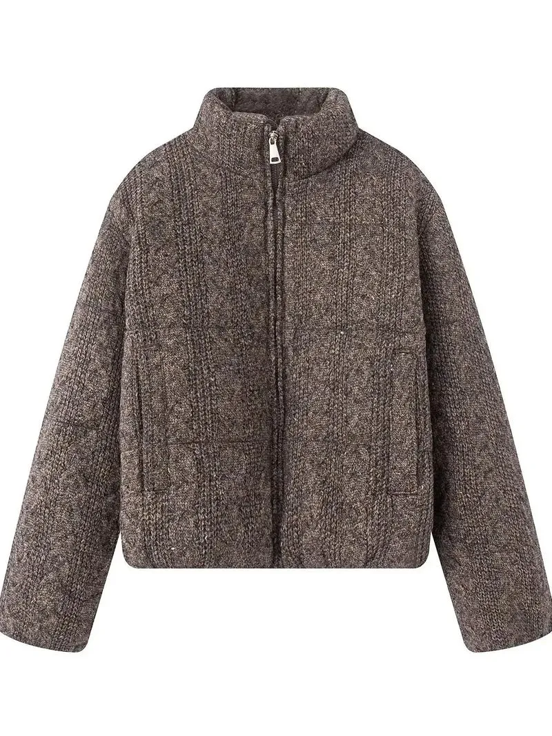 Damen Winterjacke mit Strickkragen und wattierter Füllung – Alvessa