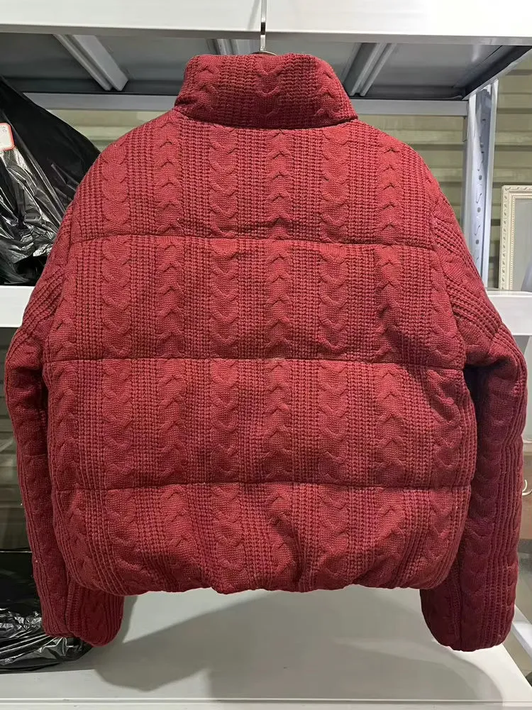 Damen Winterjacke mit Strickkragen und wattierter Füllung – Alvessa