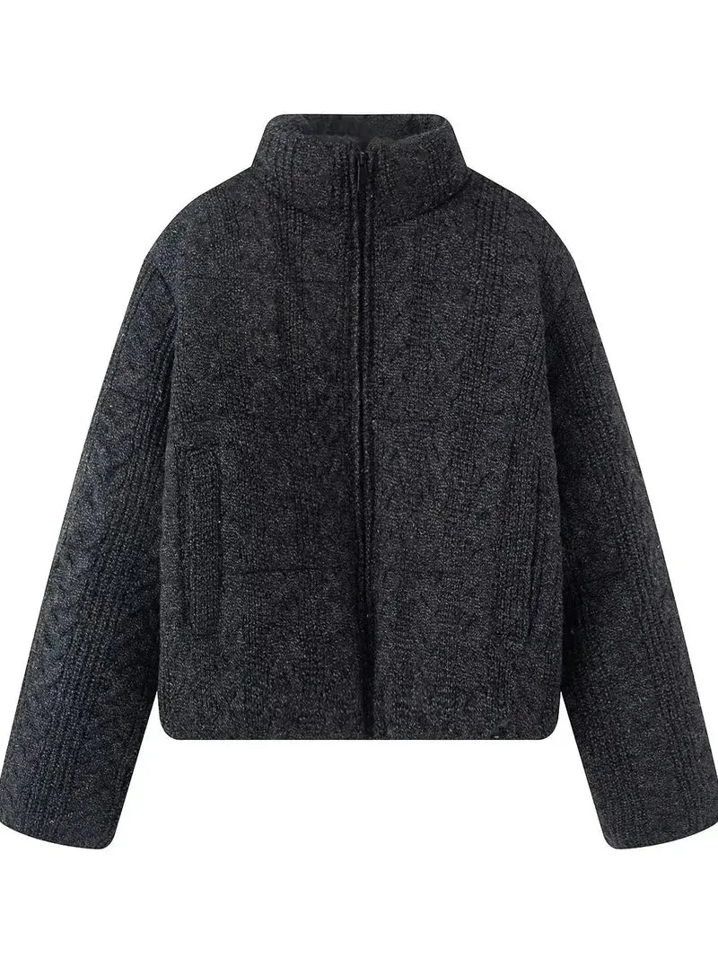 Damen Winterjacke mit Strickkragen und wattierter Füllung – Alvessa
